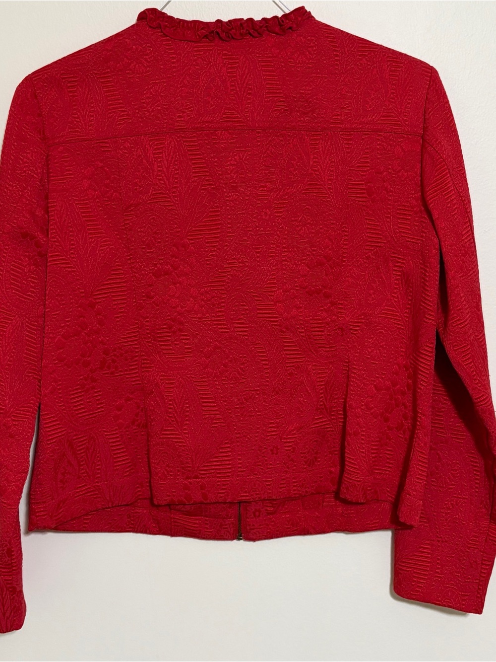 Ruby Rd. Vibrant Red Ruffle-Trim Jacket Size 10 - Picture 3 of 6